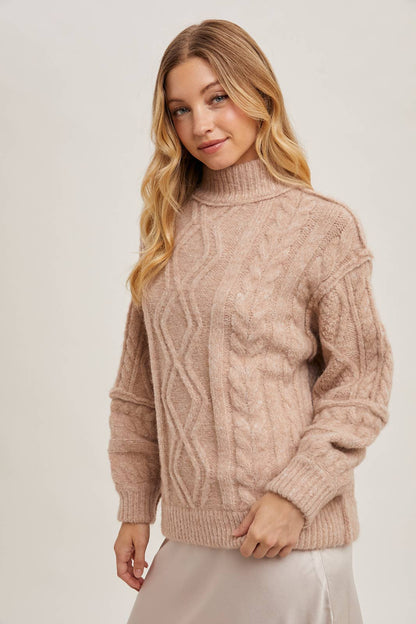 Fisherman's Cable Knit Sweater- Latte