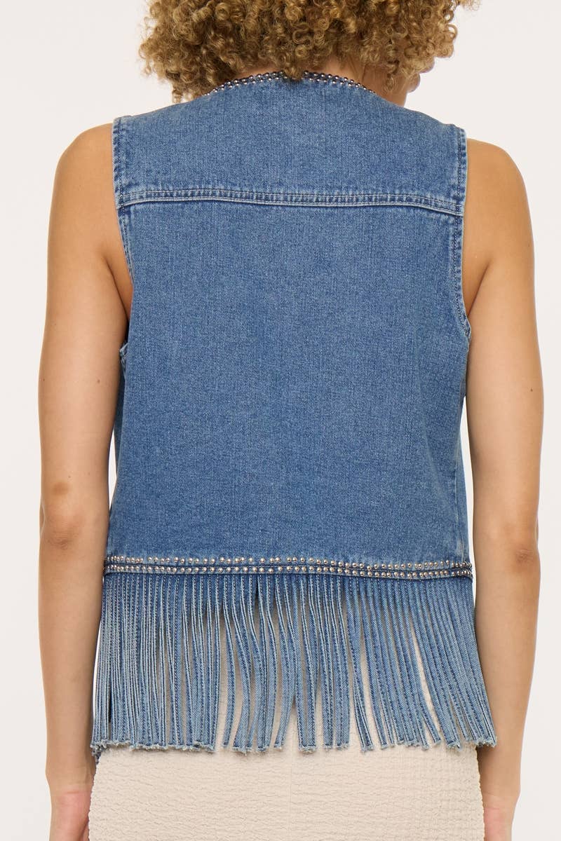 Jocelyn Fringe Denim Vest