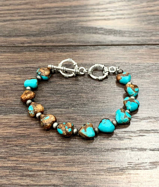 711217, Handmade Heart Gemstone Adjustable Bracelet