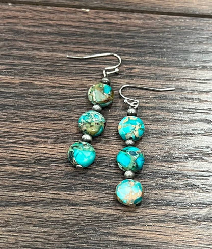 724698, Handmade Rondelle Gemstone Liner Earrings