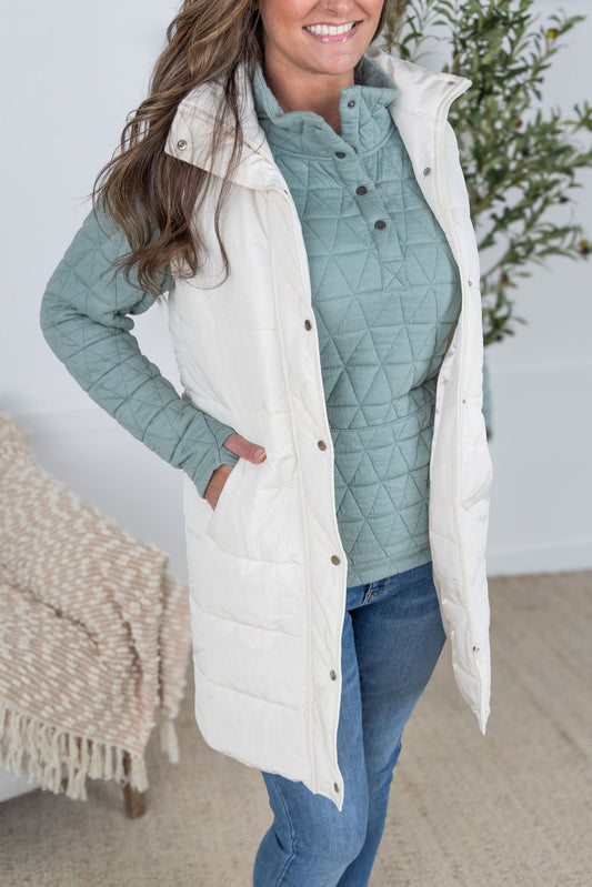 Harlow Long Vest - Cream