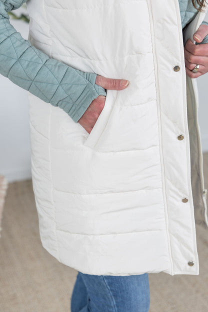 Harlow Long Vest - Cream