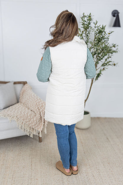 Harlow Long Vest - Cream