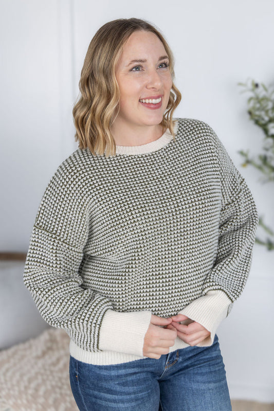 IN STOCK Charlotte Sweater - Olive and Cream