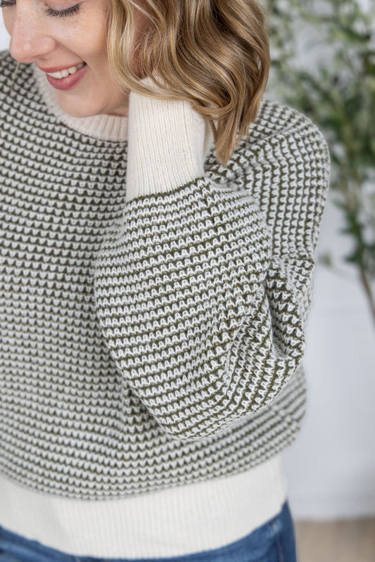 IN STOCK Charlotte Sweater - Olive and Cream