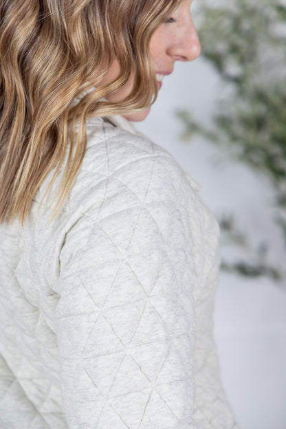 IN STOCK Geometric Button Snap Pullover - Oatmeal