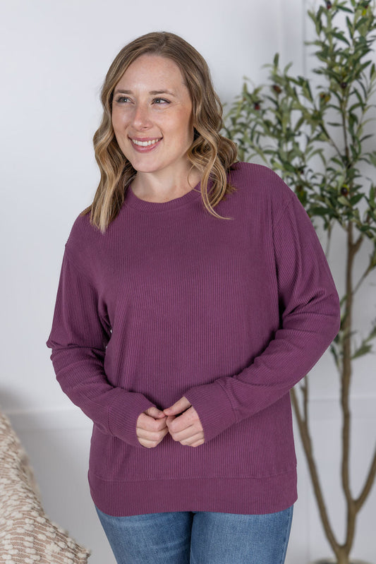 IN STOCK Corrine Ribbed Pullover Top - Plum