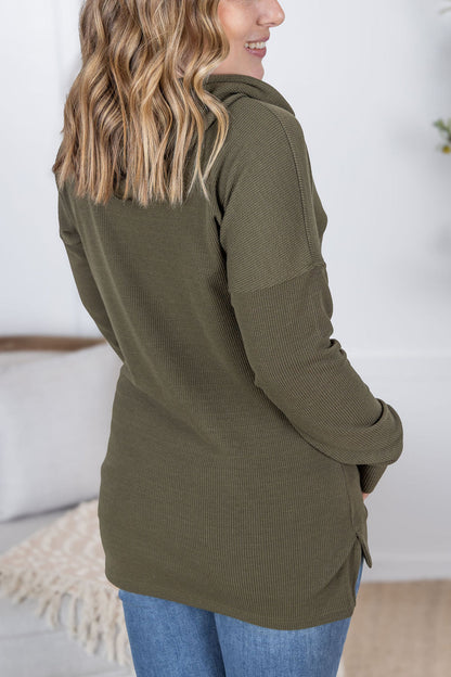 Kacey Ribbed Hoodie - Olive