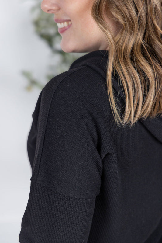 IN STOCK Kacey Ribbed Hoodie - Black