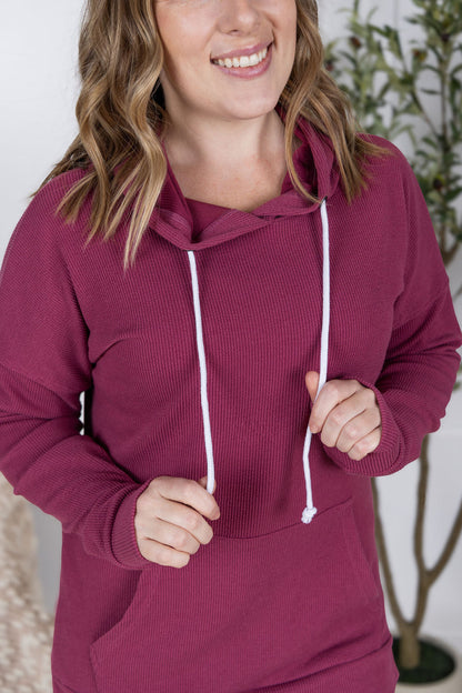 IN STOCK Kacey Ribbed Hoodie - Mulberry