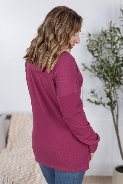 IN STOCK Kacey Ribbed Hoodie - Mulberry