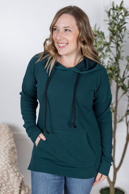 IN STOCK Kacey Ribbed Hoodie - Deep Teal