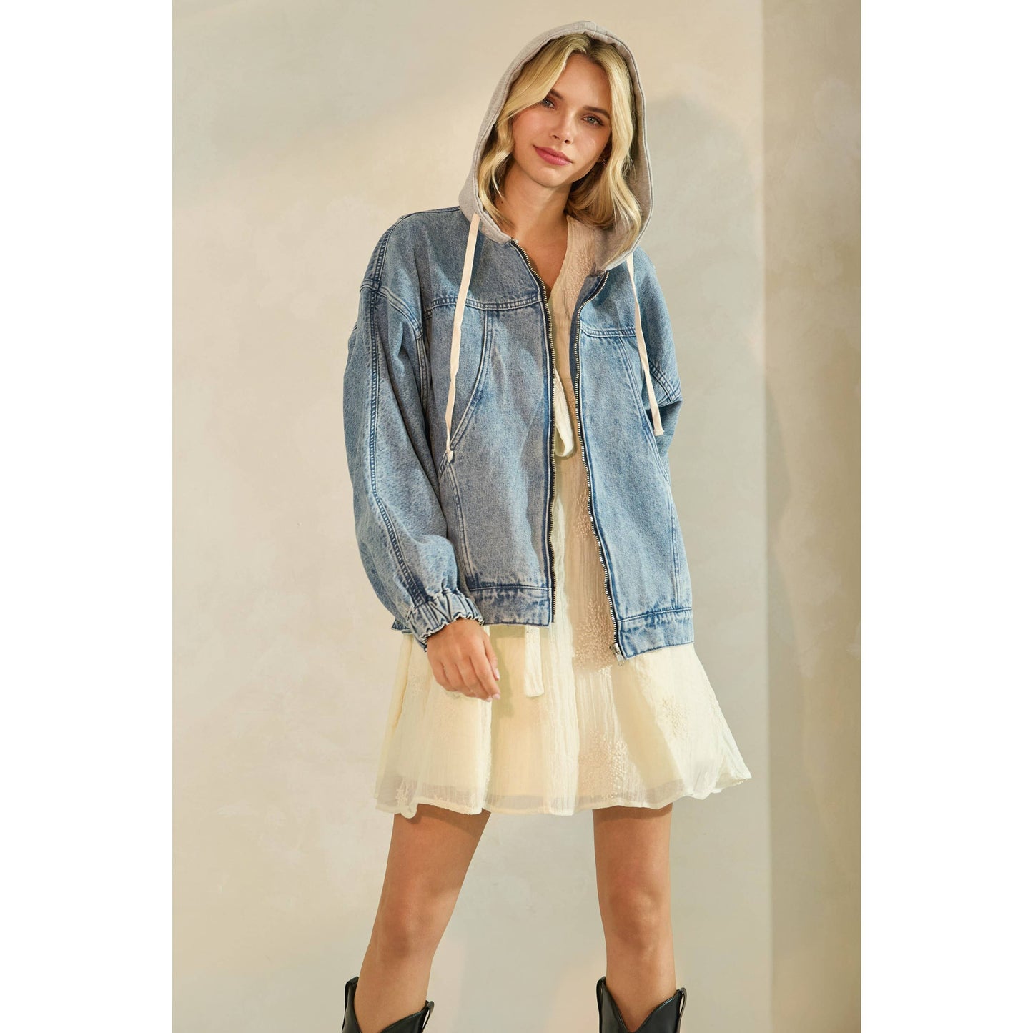 Frankie Hooded Zip Denim Jacket