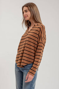 Jess Striped Exposed Seam Top