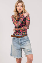 Load image into Gallery viewer, FLORAL MESH LONG SLEEVE TURTLE NECK