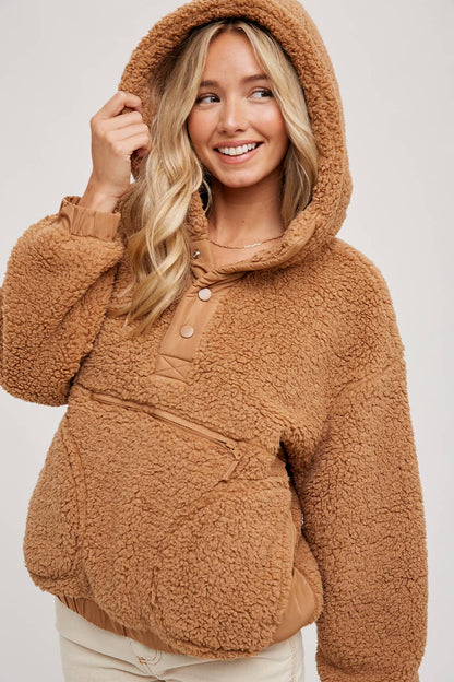 Camel Sherpa Pullover Jacket