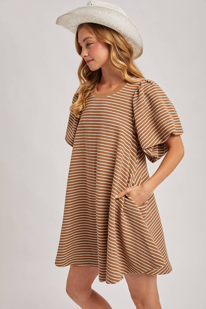 Autumn Stripe Dress- Ginger Snap