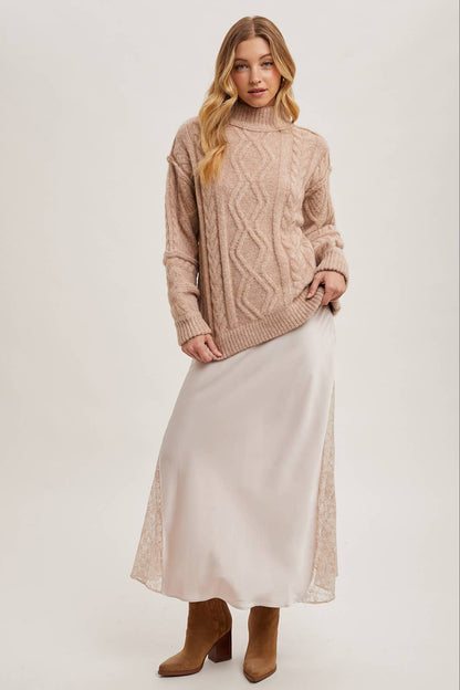 Fisherman's Cable Knit Sweater- Latte