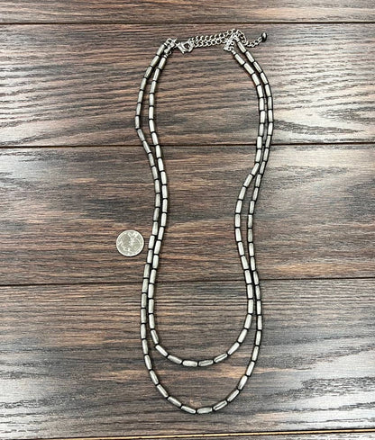 739077, Handmade Cylindrical Navajo Bead Necklace