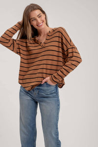 Jess Striped Exposed Seam Top