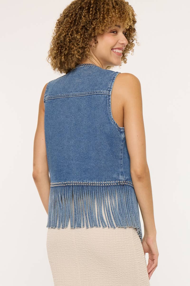 Jocelyn Fringe Denim Vest