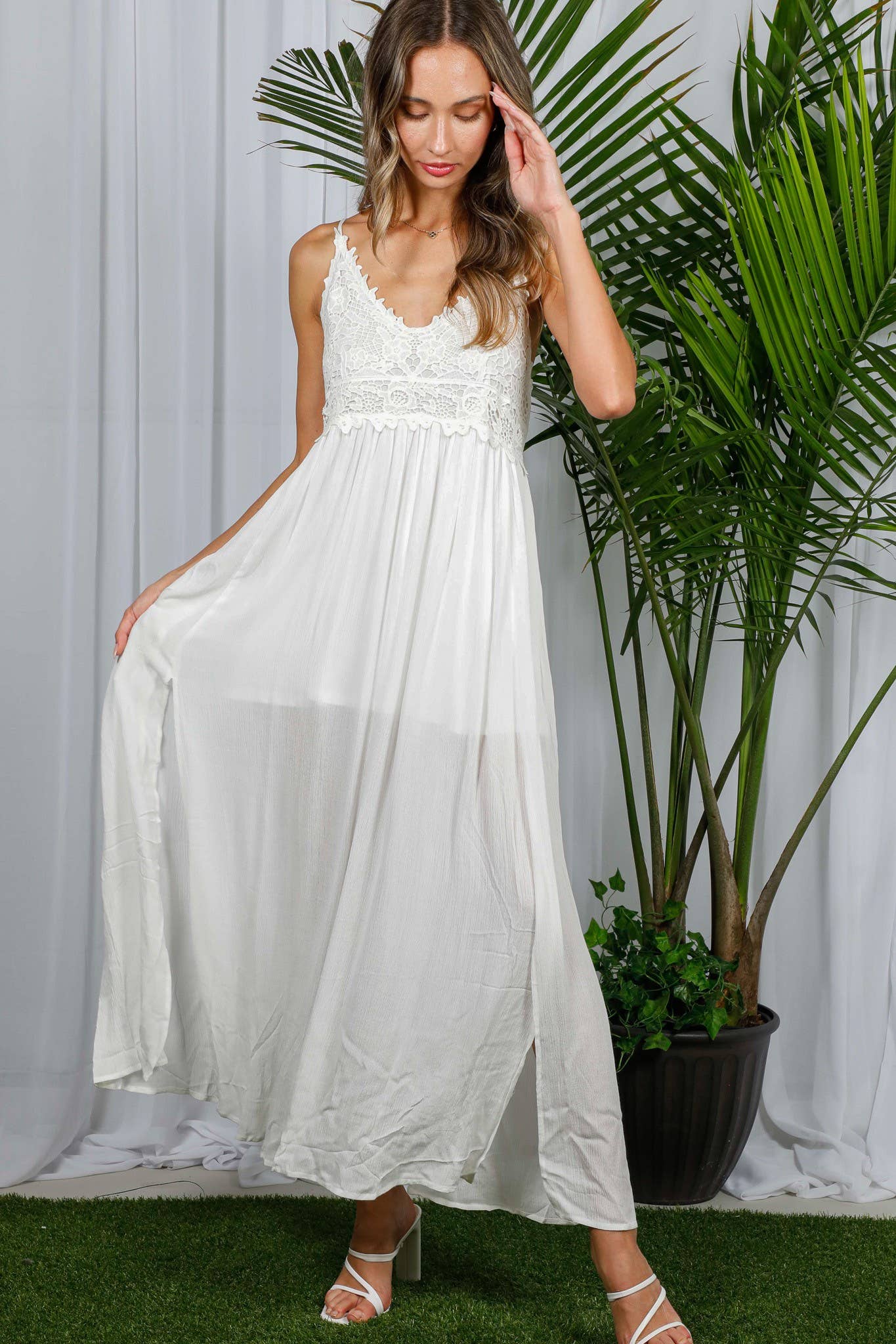 Kendra Side Slit Maxi- White