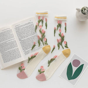 Tip Toe Through The Tulips Mesh Socks