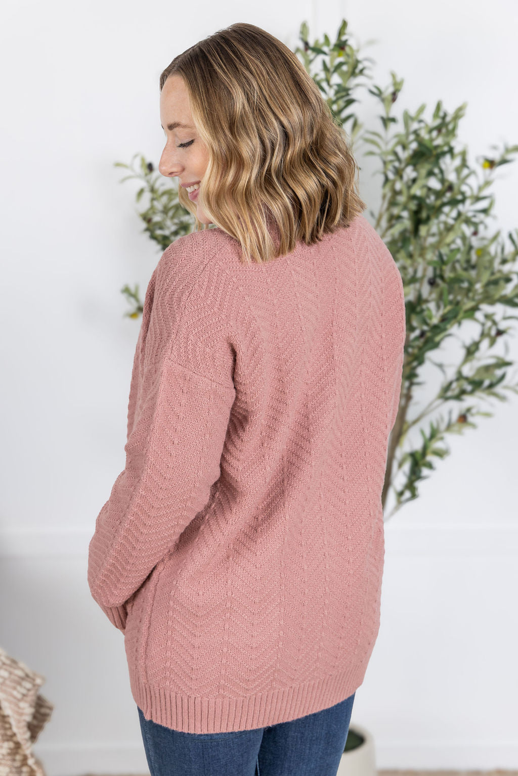 Billie Open Knit Cardigan - Dusty Rose