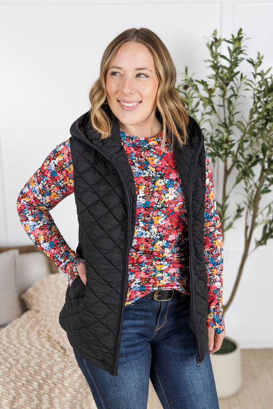 Heather Hooded Vest - Black