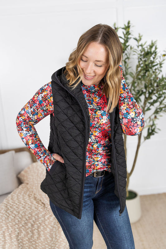Heather Hooded Vest - Black