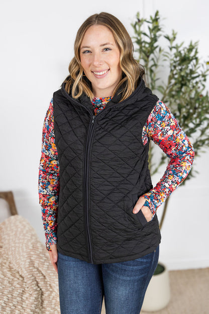 Heather Hooded Vest - Black