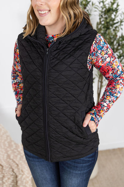 Heather Hooded Vest - Black