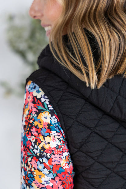 Heather Hooded Vest - Black