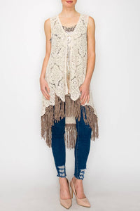 Karlyn Boho Fringe Vest- Natural