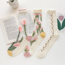 Load image into Gallery viewer, Tip Toe Through The Tulips Mesh Socks