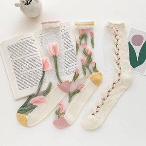 Tip Toe Through The Tulips Mesh Socks