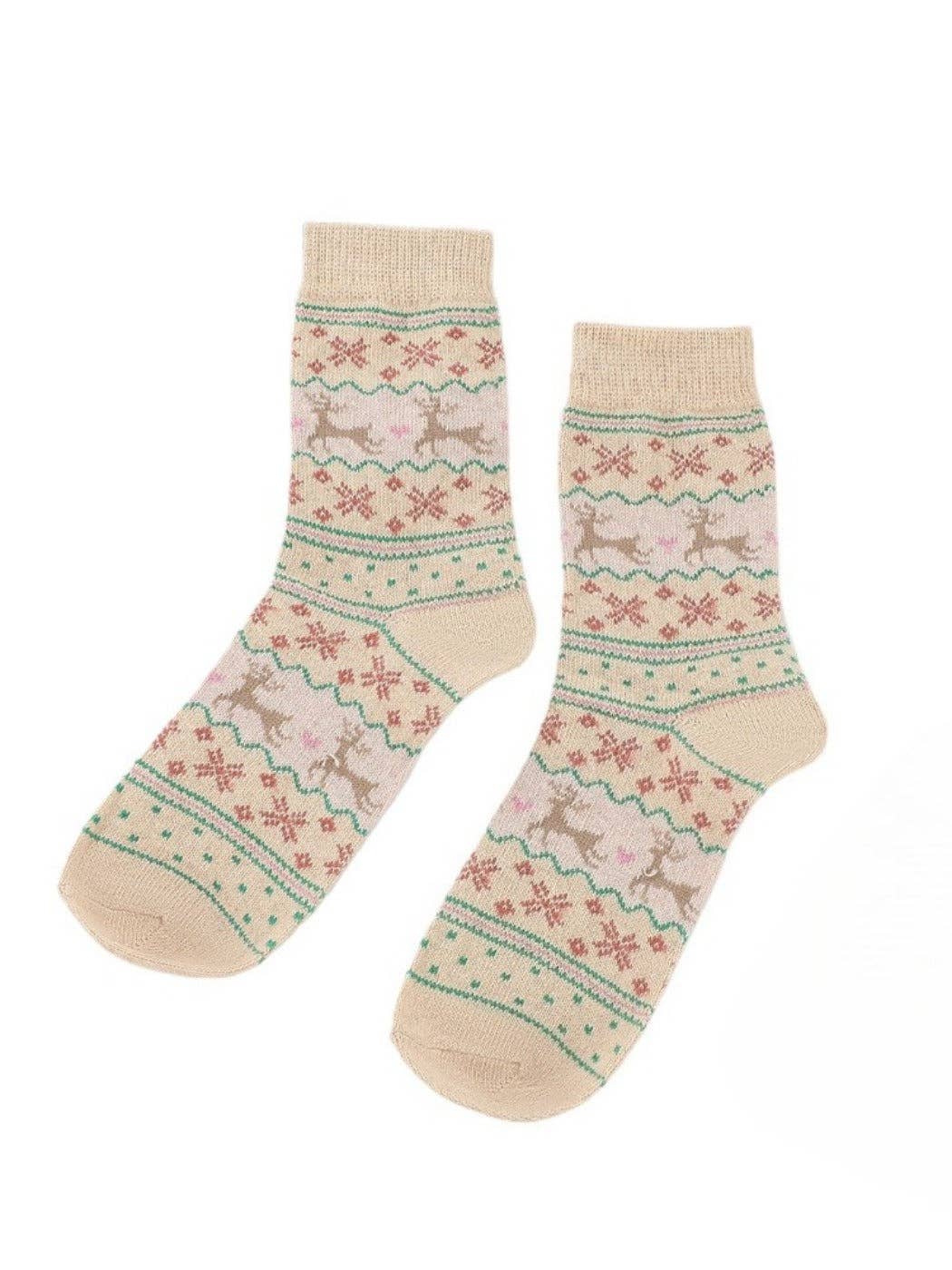 Reindeer & Snowflake Mid-Calf Socks