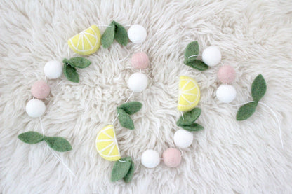 Lemons & Leaves Felt Ball Garland
