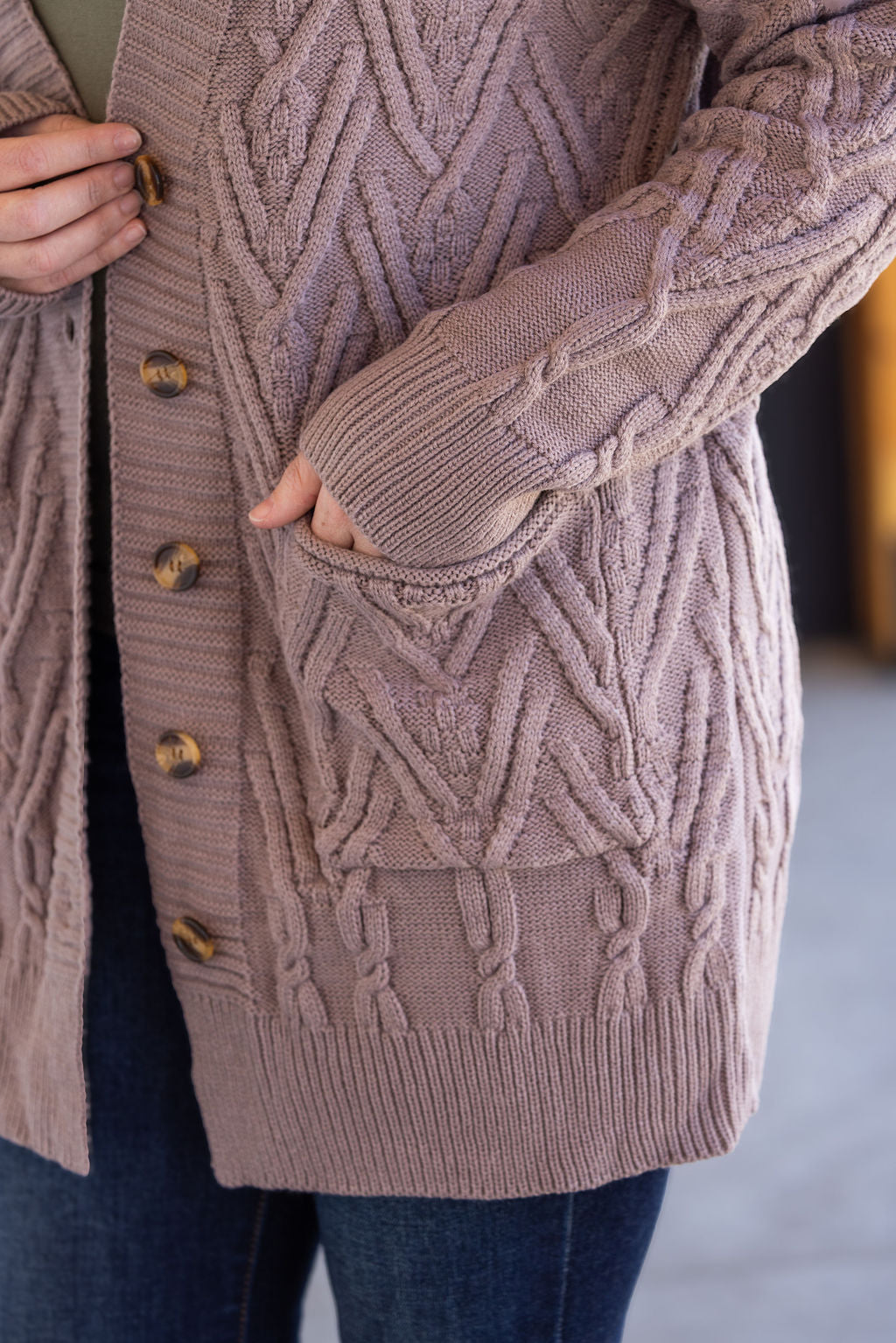 Brooklyn Button Sweater Cardigan - Light Mocha