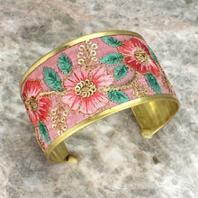 Load image into Gallery viewer, Soft Pink Floral Embordered Cuff Bracelet