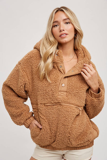 Camel Sherpa Pullover Jacket