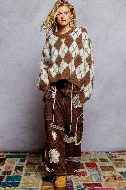 POL Charlie Argyle Mohair Sweater
