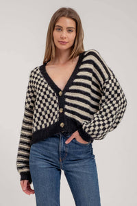 Blair Check & Stripe Cardigan