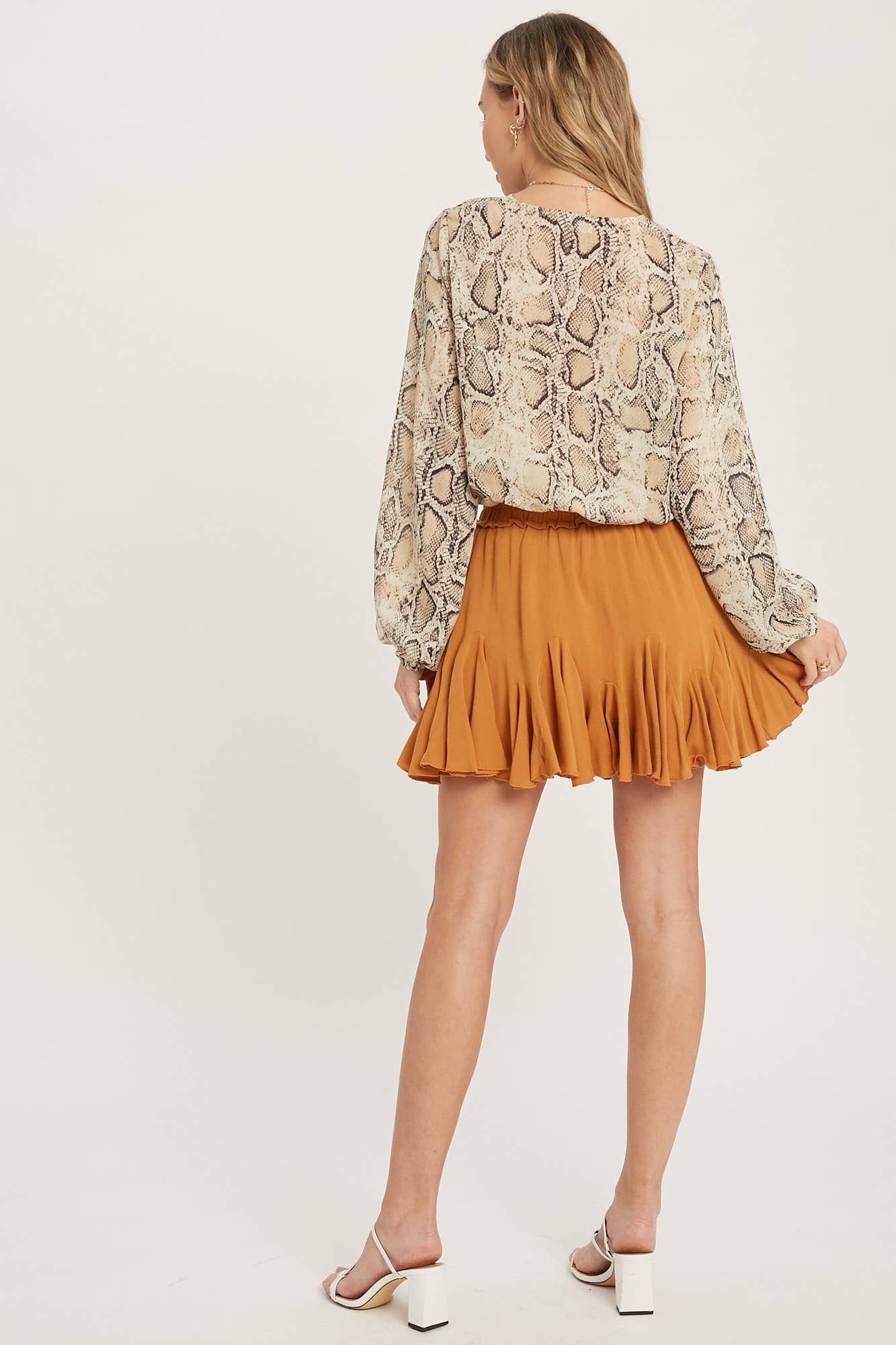 Marigold Crepe Ruffle Skirt