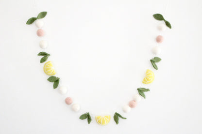 Lemons & Leaves Felt Ball Garland