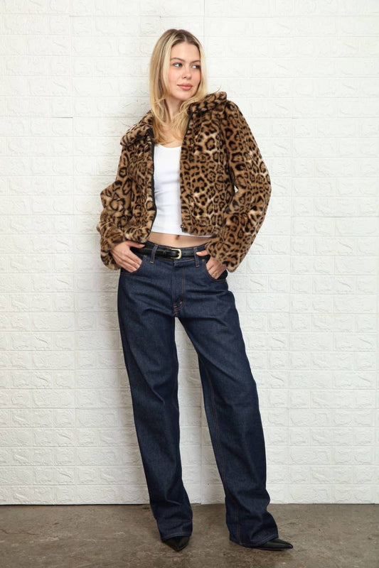 Kat Printed Faux Fur Jacket