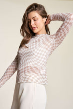 Load image into Gallery viewer, Checkmate Sheer Top- Ivory &amp; Taupe