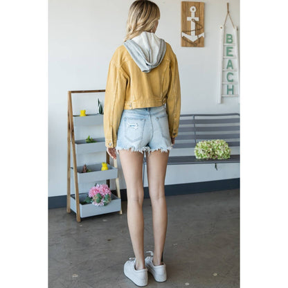 Penelope Hood Cropped Denim Jacket