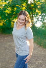 Load image into Gallery viewer, IN STOCK Chloe Cozy Tee - Grey | Women&#39;s V-Neck Top FINAL SALE