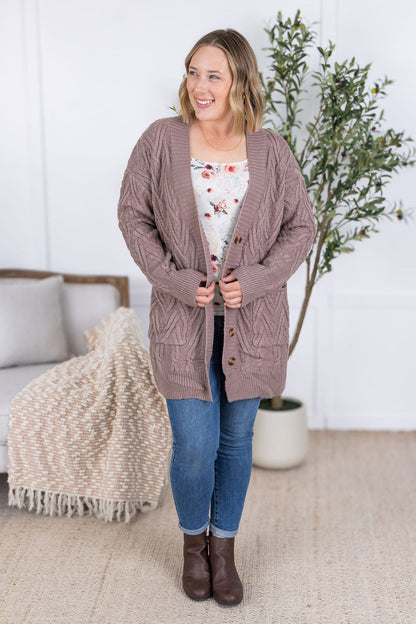 Brooklyn Button Sweater Cardigan - Light Mocha
